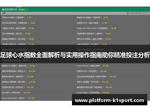 足球心水指数全面解析与实用操作指南助你精准投注分析